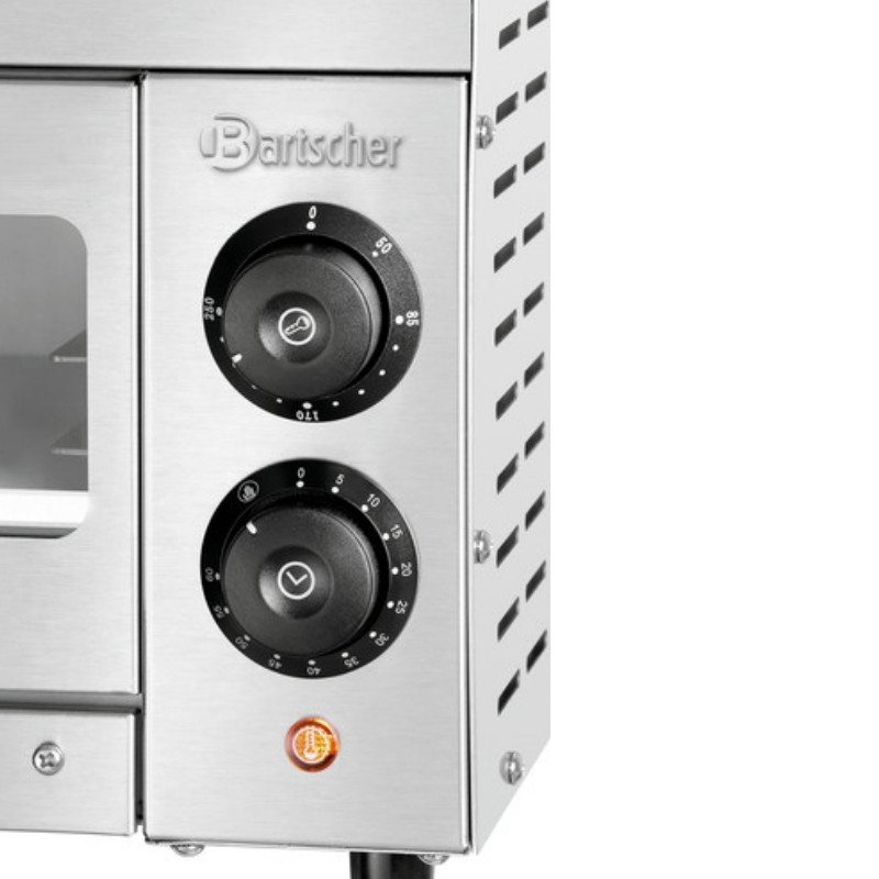 Cuptor electric pentru pizza Bartscher ST340, 1,5 kW, Pana la 33,5 cm, 50-250 °C, Elemente de incalzire superior si inferior, Otel zincat, Iinox