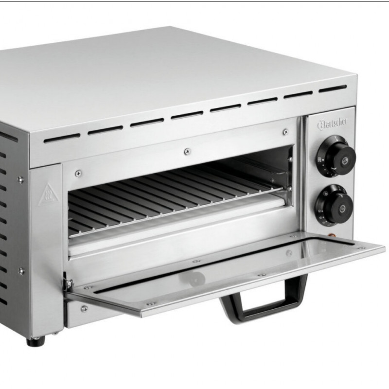 Cuptor electric pentru pizza Bartscher ST340, 1,5 kW, Pana la 33,5 cm, 50-250 °C, Elemente de incalzire superior si inferior, Otel zincat, Iinox