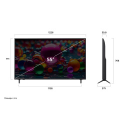 Televizor LG 55UA73003LA, 4K Ultra HD 3840 × 2160, 55″ (139 cm), clasa de eficiență energetică F, LED, Smart TV, upscaling AI, webOS, negru
