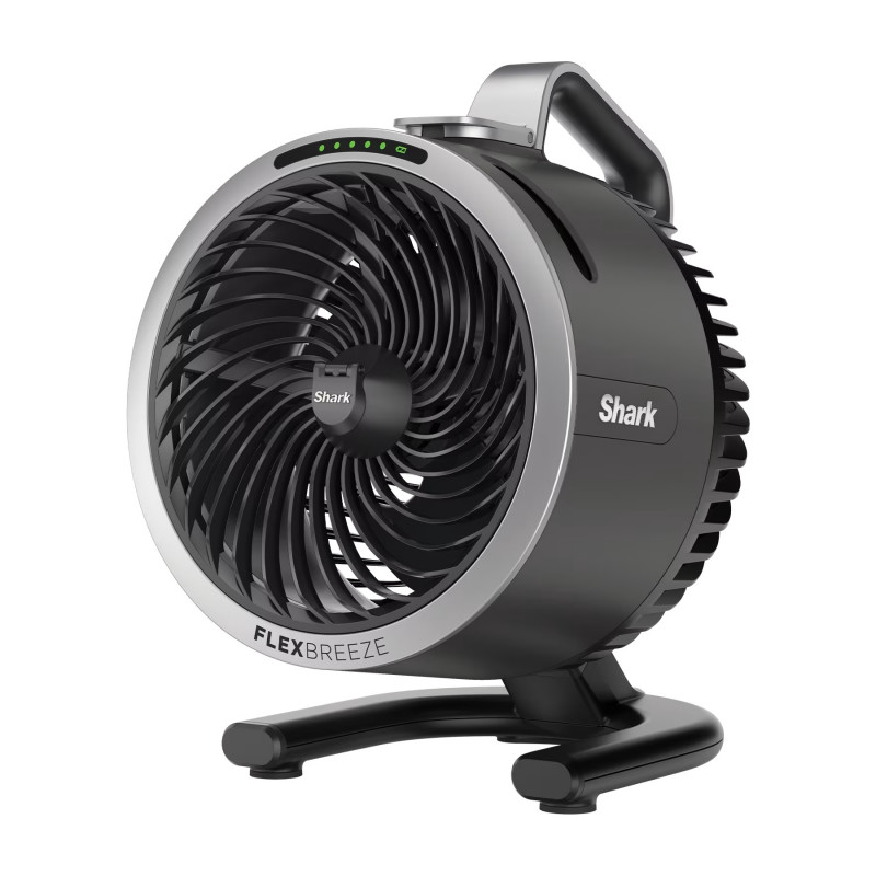 Ventilator Shark FlexBreeze HydroGo FA050EU, 36 W, 5 viteze + 2 moduri, înclinare reglabilă până la 45 de grade, autonomie de 12 ore, IPX5, negru/argintiu