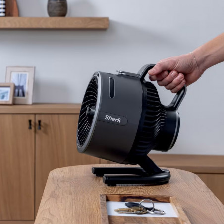 Ventilator Shark FlexBreeze HydroGo FA050EU, 36 W, 5 viteze + 2 moduri, înclinare reglabilă până la 45 de grade, autonomie de 12 ore, IPX5, negru/argintiu