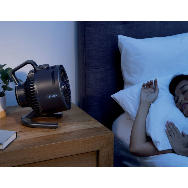Ventilator Shark FlexBreeze HydroGo FA050EU, 36 W, 5 viteze + 2 moduri, înclinare reglabilă până la 45 de grade, autonomie de 12 ore, IPX5, negru/argintiu
