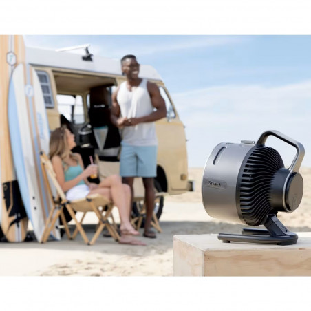 Ventilator Shark FlexBreeze HydroGo FA050EU, 36 W, 5 viteze + 2 moduri, înclinare reglabilă până la 45 de grade, autonomie de 12 ore, IPX5, negru/argintiu