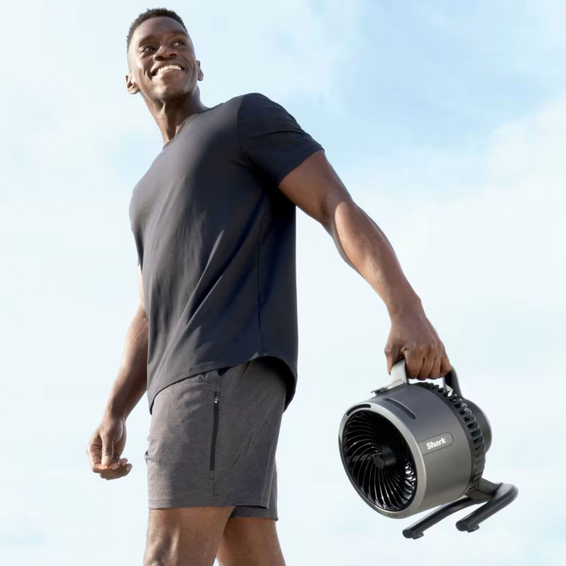Ventilator Shark FlexBreeze HydroGo FA050EU, 36 W, 5 viteze + 2 moduri, înclinare reglabilă până la 45 de grade, autonomie de 12 ore, IPX5, negru/argintiu