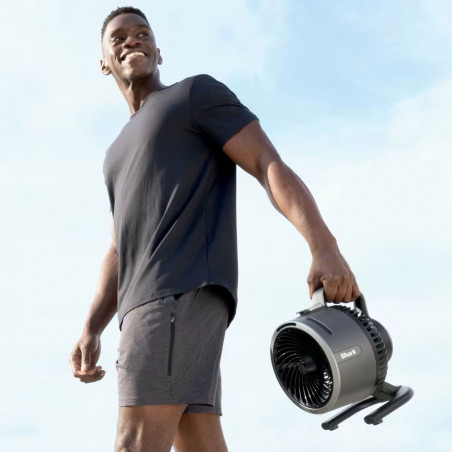 Ventilator Shark FlexBreeze HydroGo FA050EU, 36 W, 5 viteze + 2 moduri, înclinare reglabilă până la 45 de grade, autonomie de 12 ore, IPX5, negru/argintiu