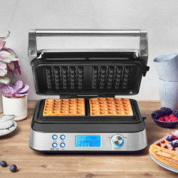 Aparat de preparat vafe Gastroback Advanced Control, 1600 W, 220 ml, 7 trepte de coacere, elemente de încălzire duble, plăci adânci, cronometru, protecție împotriva revărsării, argintiu