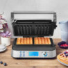 Aparat de preparat vafe Gastroback Advanced Control, 1600 W, 220 ml, 7 trepte de coacere, elemente de încălzire duble, plăci adânci, cronometru, protecție împotriva revărsării, argintiu
