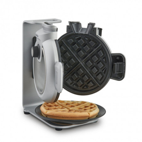 Aparat vertical pentru vafe Caso Design WaffleUp, 800 W, 18 cm, 5 trepte, Strat dublu antiaderent, Semnal sonor si luminos, Recipient compozitie , Argintiu