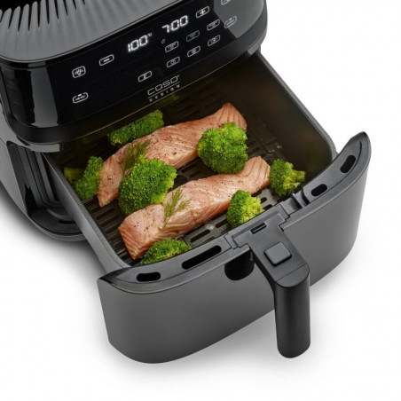 Friteuză cu aer cald și abur Caso AirFry & Steam 700, 1700 W, 7 l, 10 programe, 60-200 °C, cronometru, fereastră de vizualizare, alarmă, negru