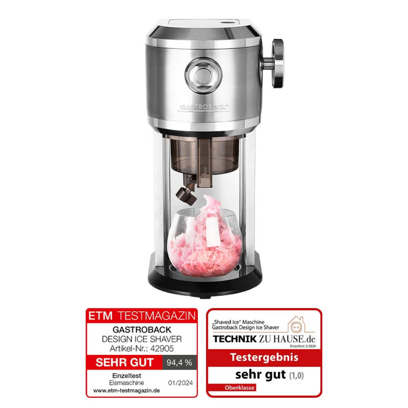 Aparat pentru deserturi cu gheață Gastroback Slushy & Ice Cream, 35 W, 200 ml, fin/grosier, 4 forme, inox