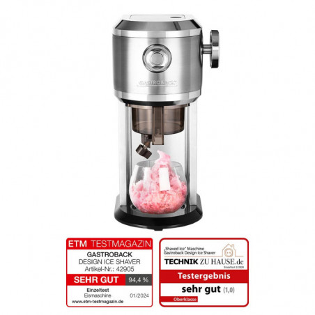 Aparat pentru deserturi cu gheață Gastroback Slushy & Ice Cream, 35 W, 200 ml, fin/grosier, 4 forme, inox