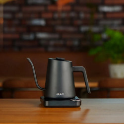 Fierbător electric Graef Pour-over GK502, 1200 W, 900 ml, 40-100 °C, funcție de menținere a căldurii, filtru, gura de scurgere tip „gât de lebădă”, negru mat