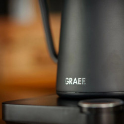Fierbător electric Graef Pour-over GK502, 1200 W, 900 ml, 40-100 °C, funcție de menținere a căldurii, filtru, gura de scurgere tip „gât de lebădă”, negru mat