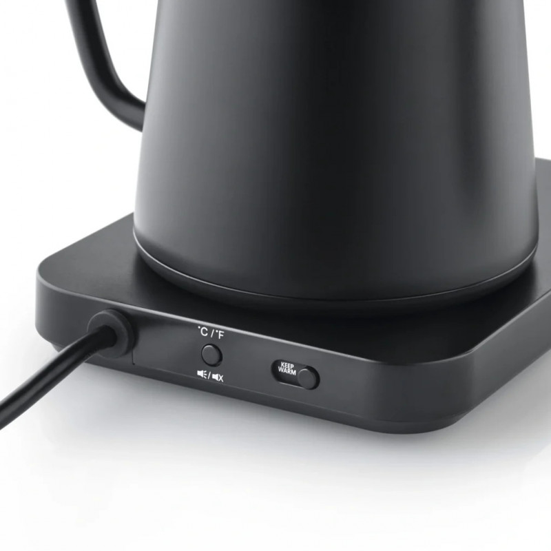 Fierbător electric Graef Pour-over GK502, 1200 W, 900 ml, 40-100 °C, funcție de menținere a căldurii, filtru, gura de scurgere tip „gât de lebădă”, negru mat