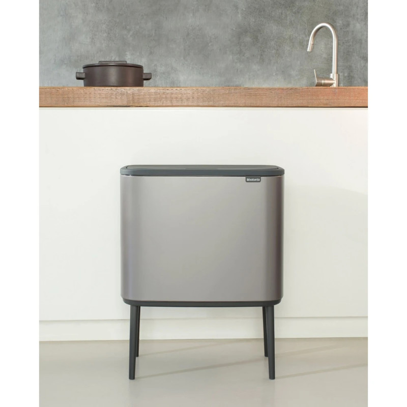 Coș de gunoi Brabantia Bo Touch 651105, 36 l, deschidere lină și silențioasă, deschidere largă, gri