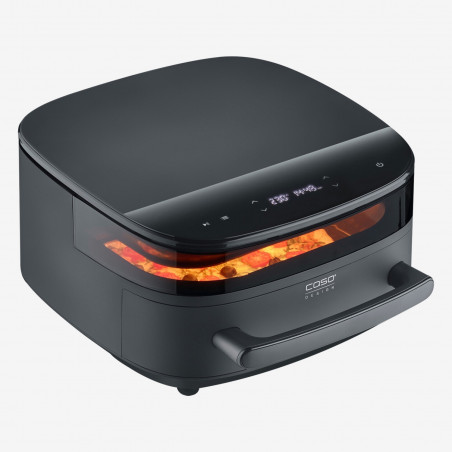 Friteuza cu aer cald si cuptor pentru pizza Caso AirFry & PizzaChef, 2850 W, 6 l, 11 programe, 50-230 °C, Timer, Memento, Pana la 30 cm, Negru