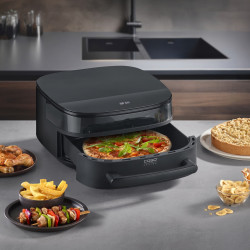 Friteuza cu aer cald si cuptor pentru pizza Caso AirFry & PizzaChef, 2850 W, 6 l, 11 programe, 50-230 °C, Timer, Memento, Pana la 30 cm, Negru