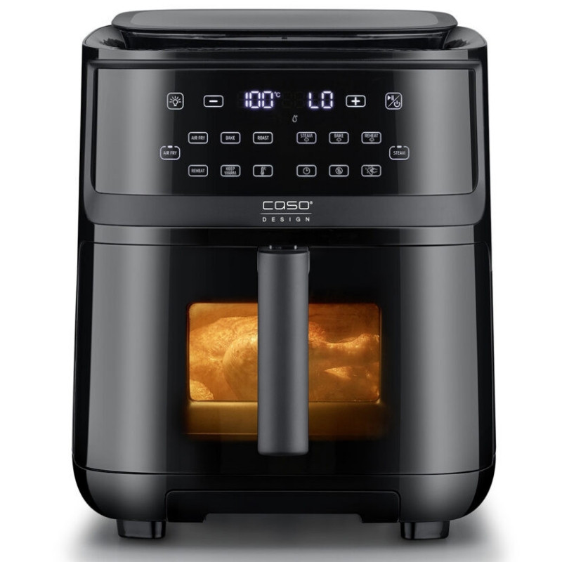 Friteuză cu aer cald și abur Caso AirFry & Steam 700, 1700 W, 7 l, 10 programe, 60-200 °C, cronometru, fereastră de vizualizare, alarmă, negru