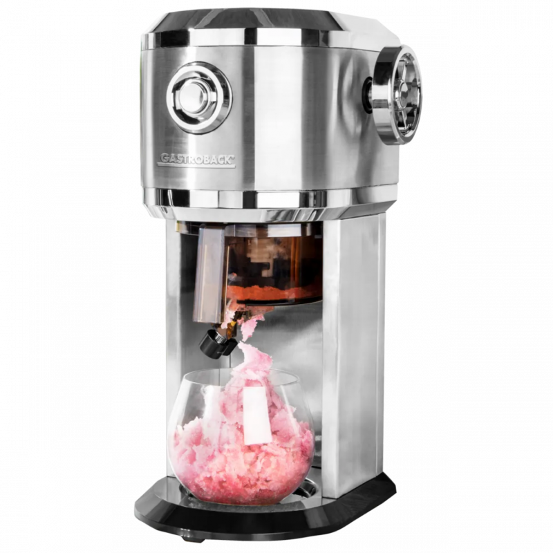 Aparat pentru deserturi cu gheață Gastroback Slushy & Ice Cream, 35 W, 200 ml, fin/grosier, 4 forme, inox