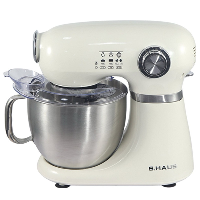 Mixer planetar Swiss Haus SH-KM2005, 1000 W, 5 l, 12 viteze, pornire treptată, cap rabatabil, vas din inox, bej