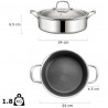 Oală joasă Swiss Haus SH-ZGLC24, 24 cm, 2,9 l, acoperire ceramică Sapphire, capac din sticlă, utilizabilă la cuptor până la 260 °C, compatibilă cu plitele cu inducție, argintiu