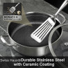 Oală joasă Swiss Haus SH-ZGLC24, 24 cm, 2,9 l, acoperire ceramică Sapphire, capac din sticlă, utilizabilă la cuptor până la 260 °C, compatibilă cu plitele cu inducție, argintiu