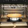 Oală joasă Swiss Haus SH-ZGLC24, 24 cm, 2,9 l, acoperire ceramică Sapphire, capac din sticlă, utilizabilă la cuptor până la 260 °C, compatibilă cu plitele cu inducție, argintiu