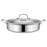 Oală joasă Swiss Haus SH-ZGLC24, 24 cm, 2,9 l, acoperire ceramică Sapphire, capac din sticlă, utilizabilă la cuptor până la 260 °C, compatibilă cu plitele cu inducție, argintiu