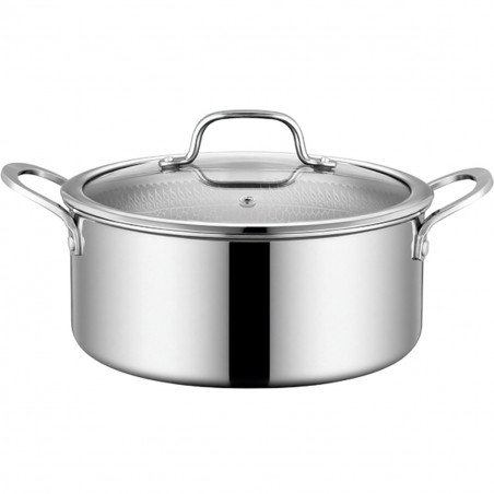 Oala cu capac Swiss Haus SH-ZGC28, 28 x 11,5 cm, 6,6 l, Acoperire ceramica Sapphire, Cuptor pana la 260°C, Inductie, Otel inoxidabil