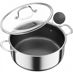 Oala cu capac Swiss Haus SH-ZGC28, 28 x 11,5 cm, 6,6 l, Acoperire ceramica Sapphire, Cuptor pana la 260°C, Inductie, Otel inoxidabil