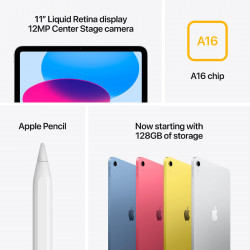 Apple iPad 11" Generația a 11-a (2025), A16, 128 GB, WiFi, argintiu