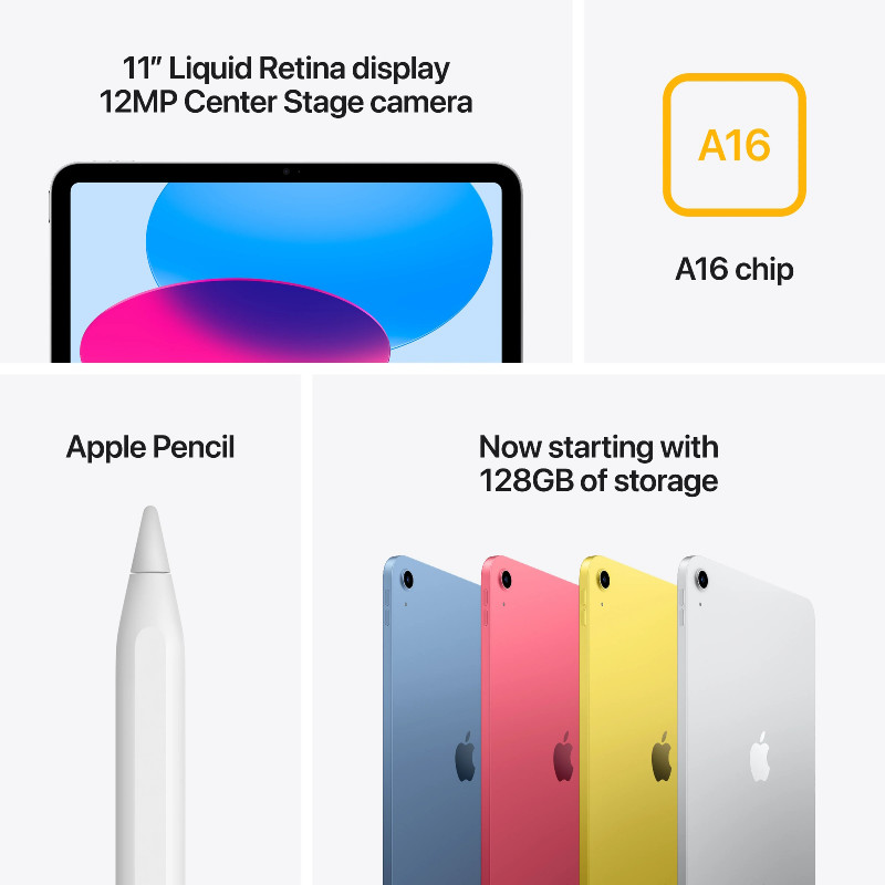 Apple iPad 11" Generația a 11-a (2025), A16, 128 GB, WiFi, argintiu