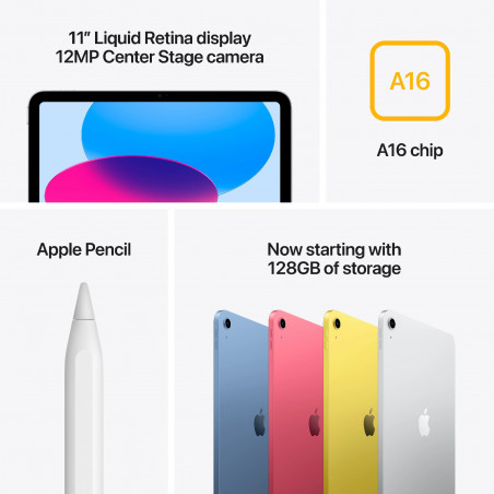 Apple iPad 11" Generația a 11-a (2025), A16, 128 GB, WiFi, argintiu