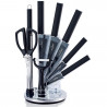 Set de cuțite cu suport Swiss Haus SH-KSL9B, 9 piese, mânere antiderapante, oțel inoxidabil, negru