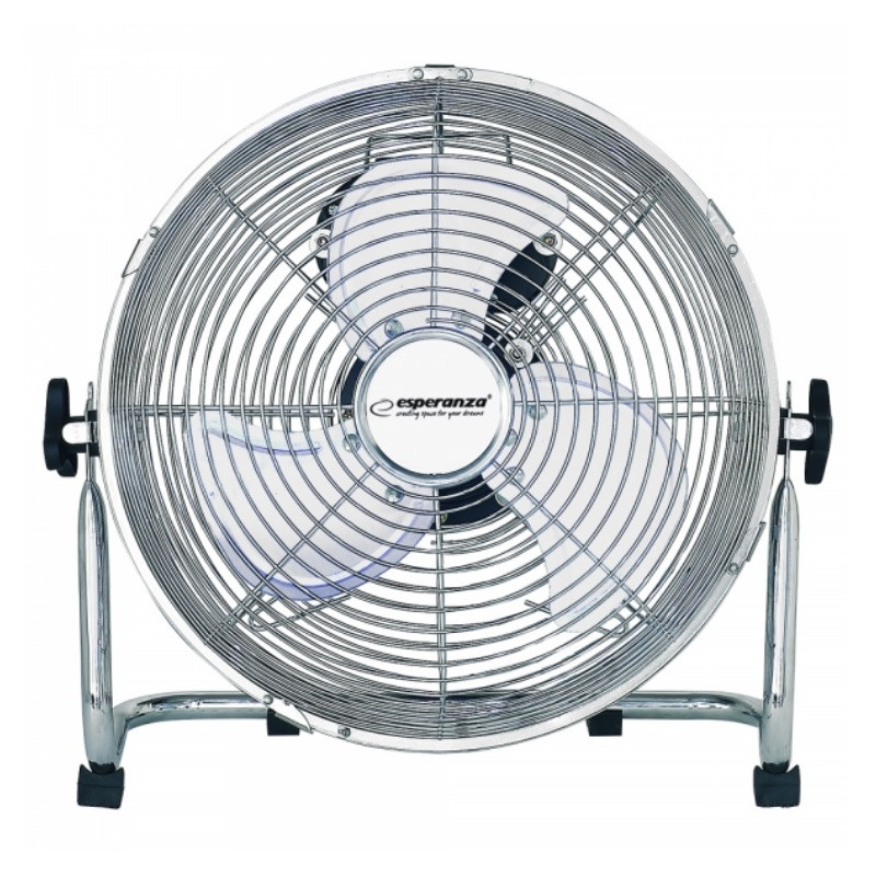 Ventilator de podea Esperanza EHF005, 50 W, 3 viteze, 30 cm, unghi de înclinare 90-270°, silențios, cu circulație a aerului, crom/metalic