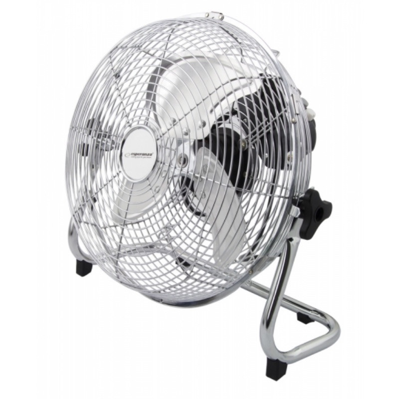 Ventilator de podea Esperanza EHF005, 50 W, 3 viteze, 30 cm, unghi de înclinare 90-270°, silențios, cu circulație a aerului, crom/metalic
