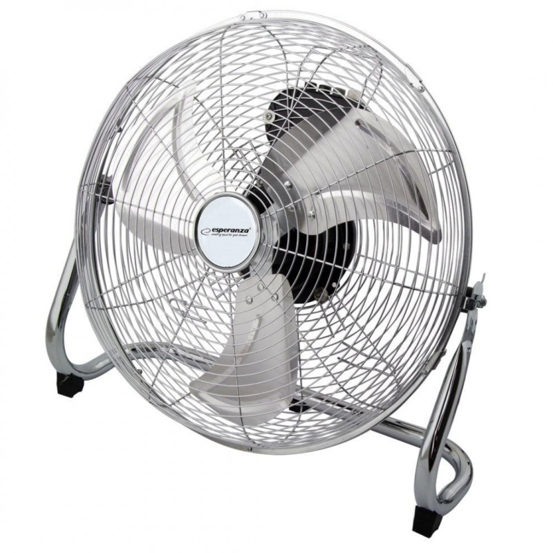 Ventilator de podea Esperanza EHF005, 50 W, 3 viteze, 30 cm, unghi de înclinare 90-270°, silențios, cu circulație a aerului, crom/metalic