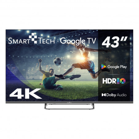 Televizor Smart Tech 43UW02V, 43″ (109 cm), 4K Ultra HD 3840 × 2160, clasa de eficiență energetică F, Smart TV, DLED, Wi-Fi, Bluetooth, Google TV, negru