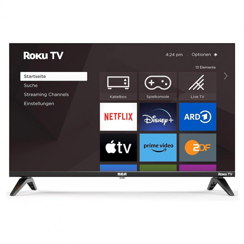 Televizor RCA RK50UN1, 50″ (125 cm), 3840×2160 UHD 4K, clasa de eficiență energetică F, Smart TV, HDR10, DLED, Wi-Fi, Bluetooth, sistem de operare Roku, negru.