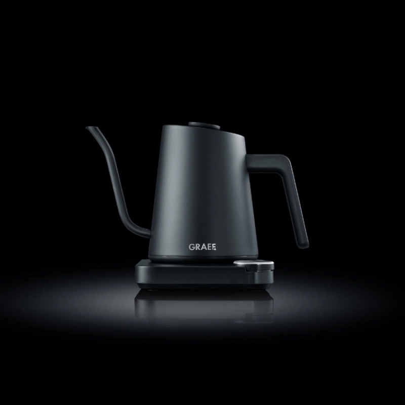 Fierbător electric Graef Pour-over GK502, 1200 W, 900 ml, 40-100 °C, funcție de menținere a căldurii, filtru, gura de scurgere tip „gât de lebădă”, negru mat