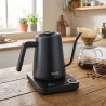 Fierbător electric Graef Pour-over GK502, 1200 W, 900 ml, 40-100 °C, funcție de menținere a căldurii, filtru, gura de scurgere tip „gât de lebădă”, negru mat