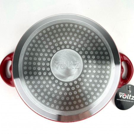 Oala Oliver Voltz Florence OV54418AP24D, 24 cm, 6,5 L, Acoperire marmorata, Fara PFOA, Pentru aragaz si plite, Inductie, Rosie