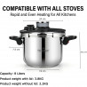 Oala sub presiune Swiss Haus SH-PCA8L, 8 l, 24 x 18,6 cm, 100 kPa, Otel inoxidabil, Fara PFAS, Fnd cu 3 straturi, Inductie, Argintiu