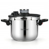 Oala sub presiune Swiss Haus SH-PCA8L, 8 l, 24 x 18,6 cm, 100 kPa, Otel inoxidabil, Fara PFAS, Fnd cu 3 straturi, Inductie, Argintiu