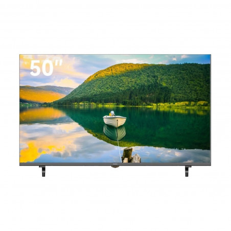 Televizor AIWA TS-501N de 50″ (127 cm), 4K Ultra HD (3840 × 2160), clasa F, cu tehnologie DLED, Wi-Fi, Bluetooth și sistem de operare TizenOS, negru.