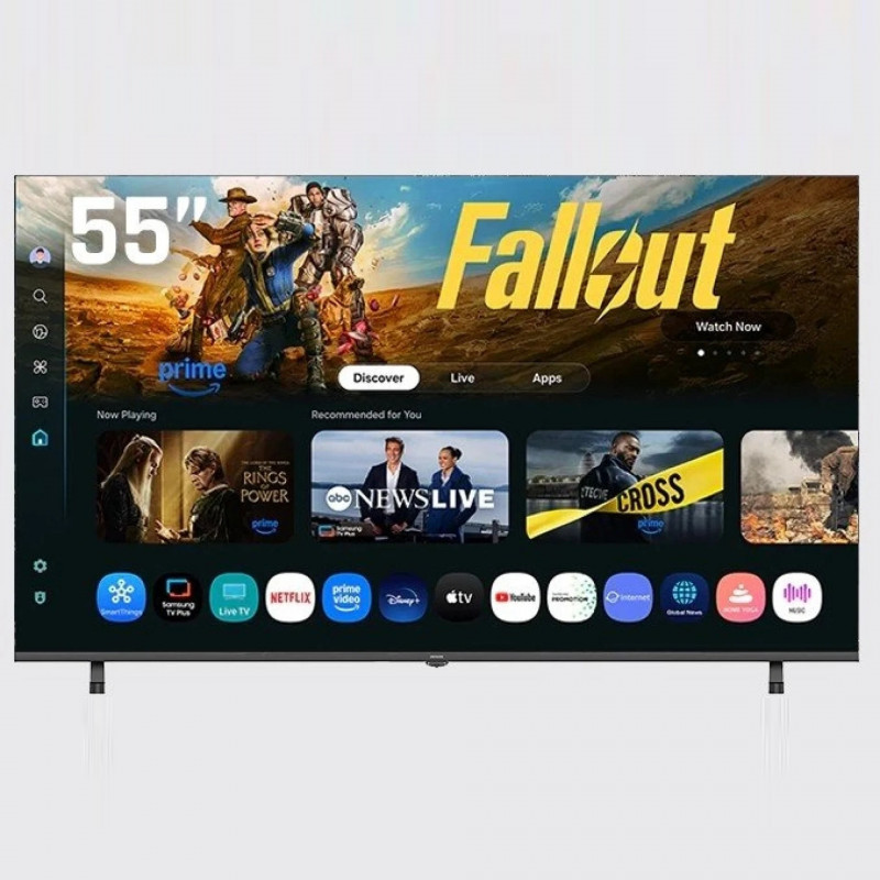 Televizor AIWA TS-551N, 55″ (139 cm), 4K Ultra HD 3840 × 2160, clasa de eficiență energetică F, DLED, Wi-Fi, Bluetooth, TizenOS, negru.