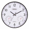Ceas de perete Rosberg R59998F, 30 cm, Mecanism silentios, Higrometru, Termometru, Rotund, Negru