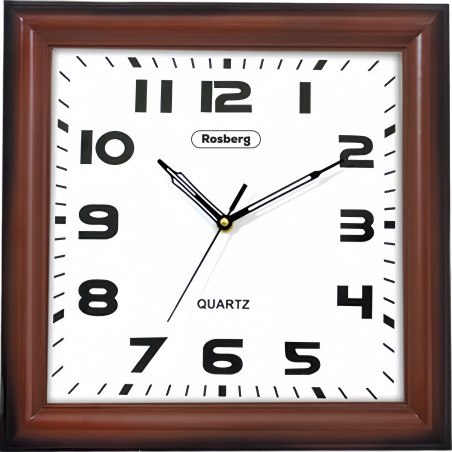 Ceas de perete Rosberg R59998C, 33 cm, Mecanism silentios, Patrat, Maro