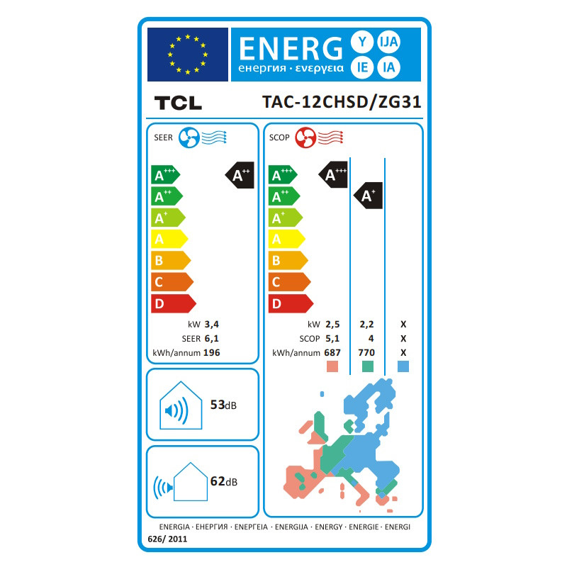 Aparat de aer conditionat cu invertor TCL SaveIN TAC-12CHSD/ZG31IS, 12000 BTU, 22 m², A++/A+, Wi-Fi, iFeel, ECO, Curatare automata în 4 etape, Google Home si Alexa, Gentle Cool, Alb