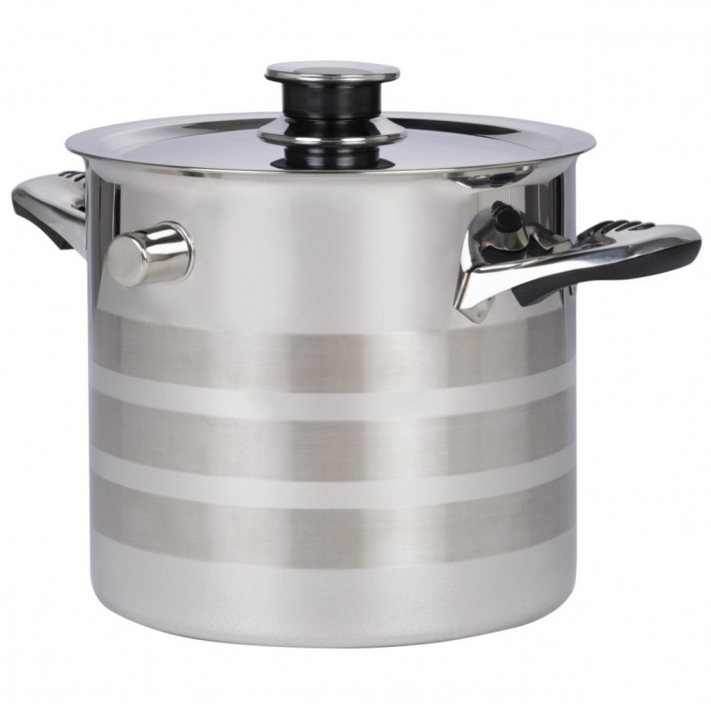 Oala pentru fiert lapte Rosberg R51425B8, 8 litri, Pereti dubli, Inductie, Semnal sonor, Otel inoxidabil